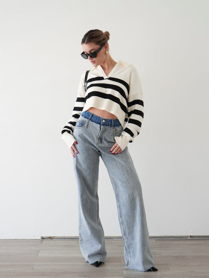 Two Tone Contrast Jeans